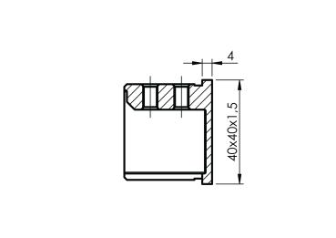 Edelstahl Endkappe für Glasleistenrohr Nutrohr 40x40x1,5